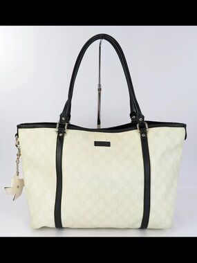 Gucci Cream Tote with Black Leather Trim